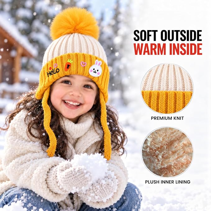 CozyCub Orange Winter Cap for Kids