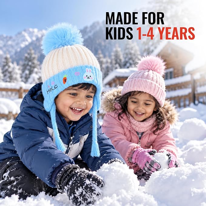 CozyCub Sky Blue Winter Cap for Kids