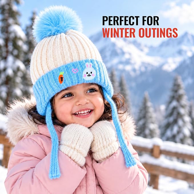 CozyCub Sky Blue Winter Cap for Kids
