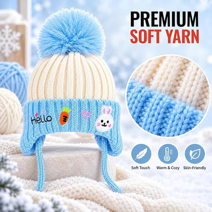 CozyCub Sky Blue Winter Cap for Kids