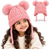 CozyPearl Kids Winter Cap for Girls - Pink