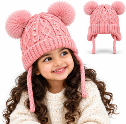 CozyPearl Kids Winter Cap for Girls - Pink