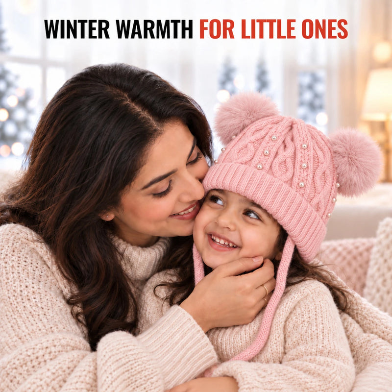 CozyPearl Kids Winter Cap for Girls - Pink