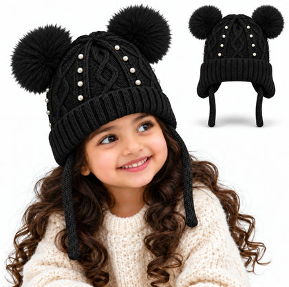 CozyPearl Kids Winter Cap for Kids - Black