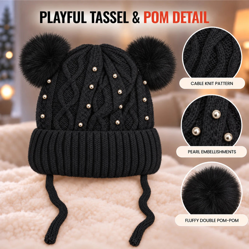 CozyPearl Kids Winter Cap for Kids - Black