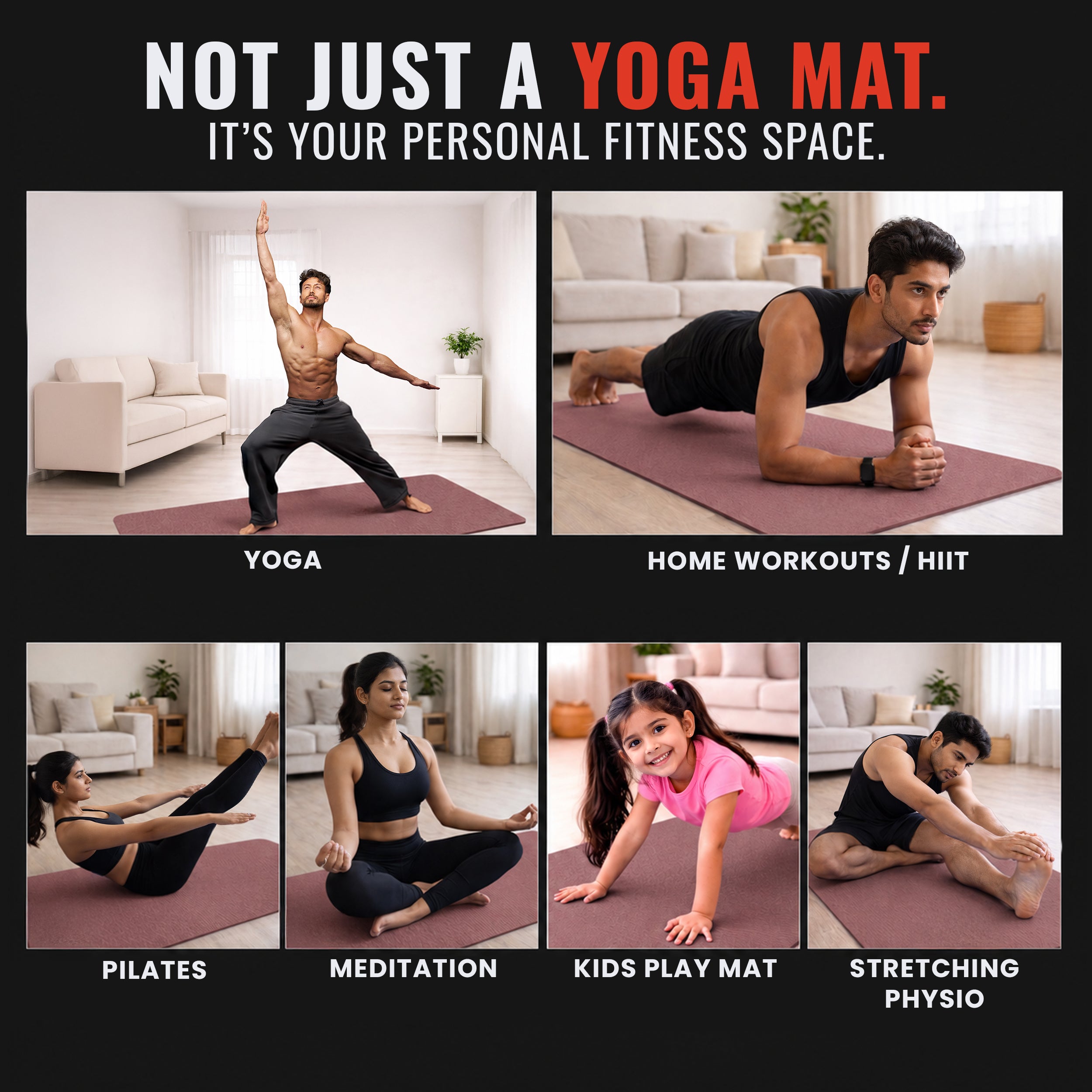 EVA Yoga Mat (4MM) With Strap | Wine