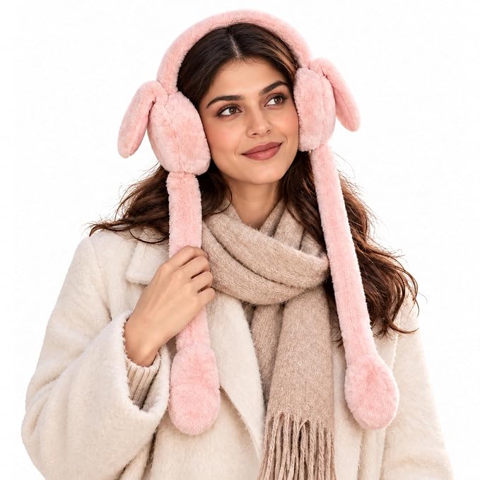 Pink Bunny Earmuffs for Girls & Women