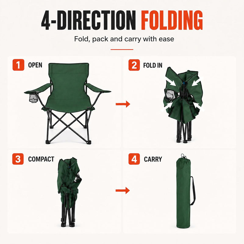 Camping Chair - Portable Folding Chair for Camping, Picnic & Outdoor