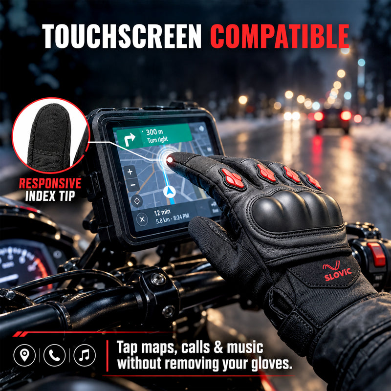 Biker Gloves for Men - Black