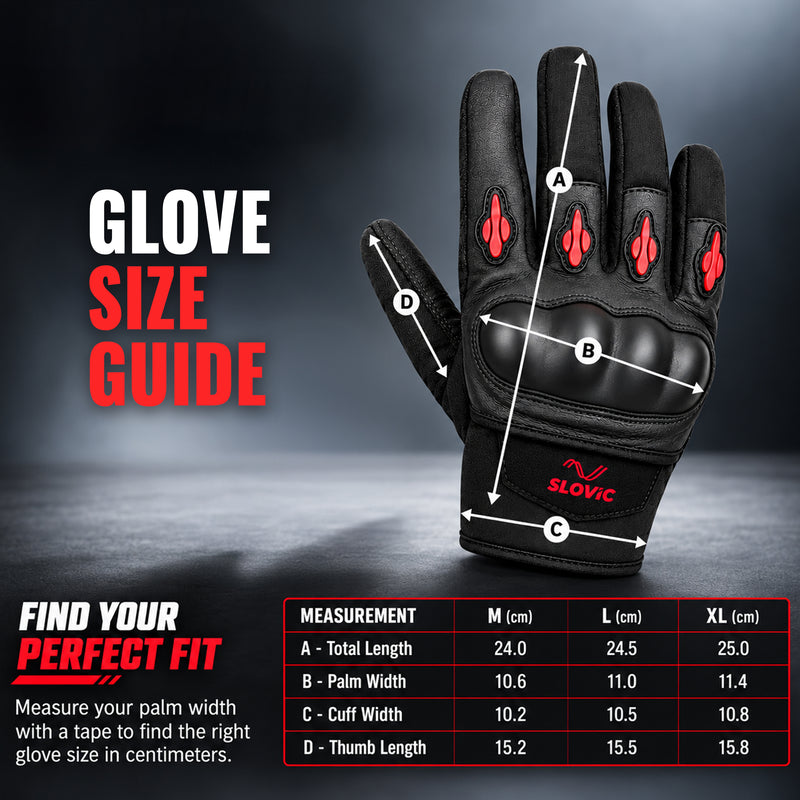 Biker Gloves for Men - Black