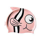 Fish Print Swim Cap for Girls (Pink) – 100% Silicone | Anti-Chlorine, Tear-Resist