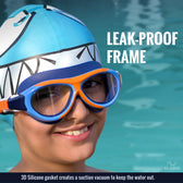 Shark Swimming Combo For Boys – Silicone Cap & Goggles | Anti-Chlorine, Tear-Resist