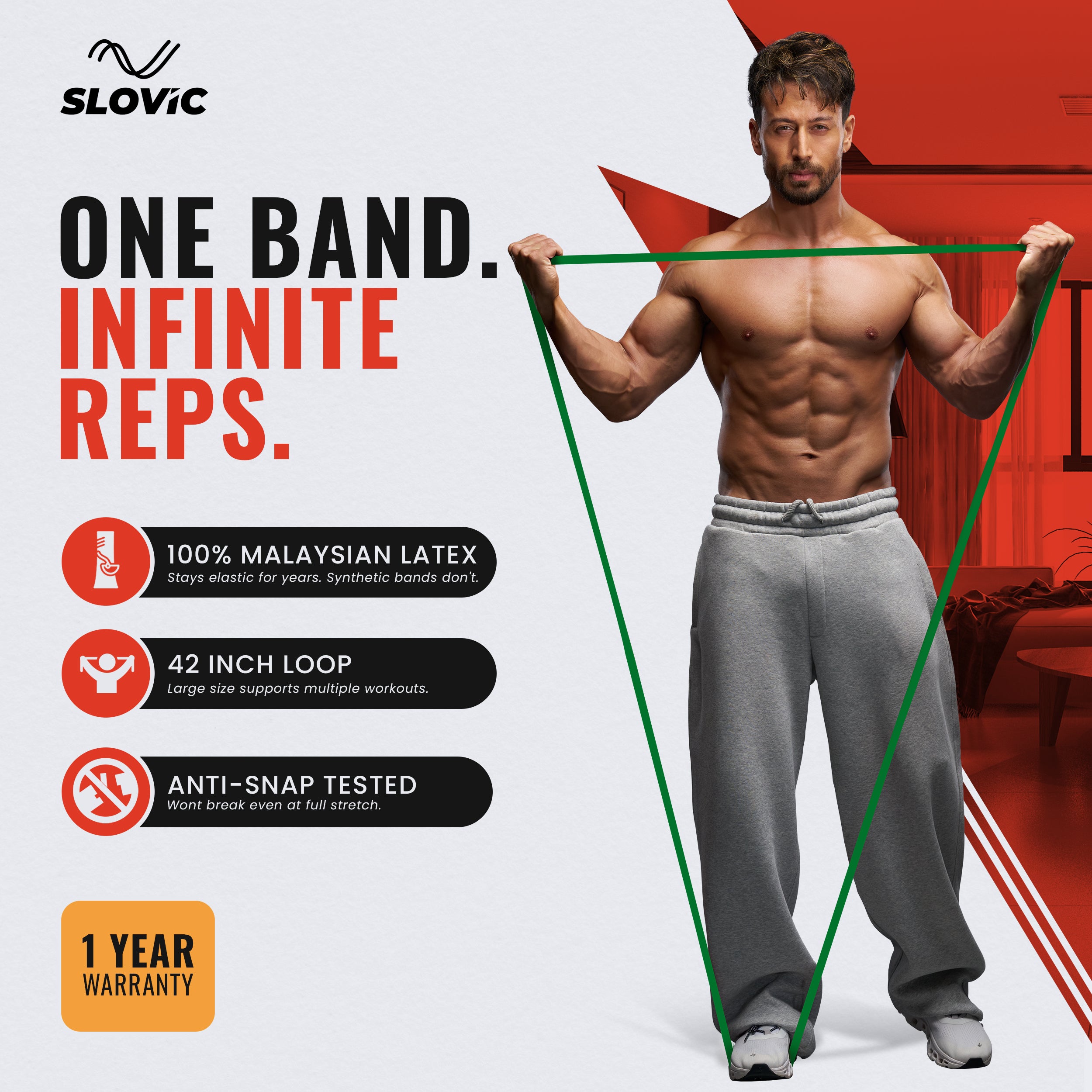 40–60 kg Resistance Band (Extra Heavy) | Heavy-Duty Natural Latex Band