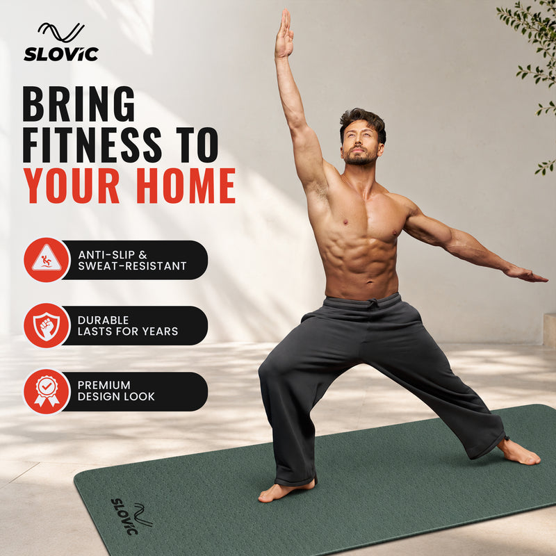EVA Yoga Mat [6mm] with Strap - Olive Green - Yoga, Exercise & Home Workout