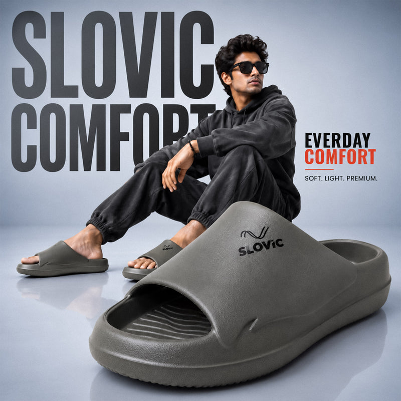 Men's EVA Sliders Slippers  - Olive Green - Lightweight & Comfortable