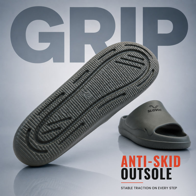 Men's EVA Sliders Slippers  - Olive Green - Lightweight & Comfortable