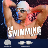 Swimming Combo – Goggles & Pattern Silicone Cap, Anti‑Fog, UV Protection