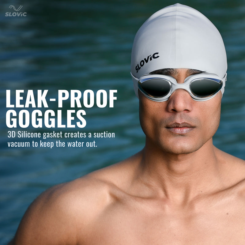 Swimming Combo – Goggles & Pattern Silicone Cap, Anti‑Fog, UV Protection