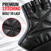 Leather Gym Gloves for Men & Women - Grey with Patch - Weight Training & Workout