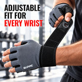 Leather Gym Gloves for Men & Women - Grey with Patch - Weight Training & Workout