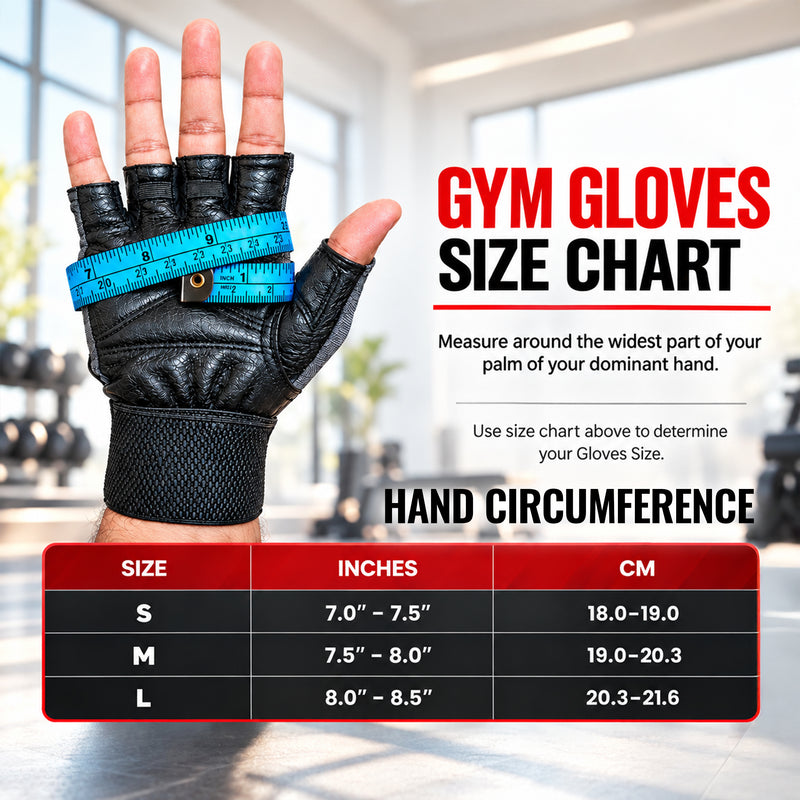 Leather Gym Gloves for Men & Women - Grey with Patch - Weight Training & Workout