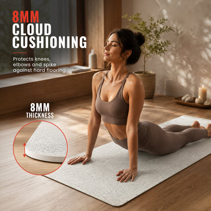 Yoga Mat - Marble Design - 8mm - Anti-Slip & Cushioned