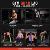 Gym Ghar Lao advertisement with various exercises using Slovic resistance bands