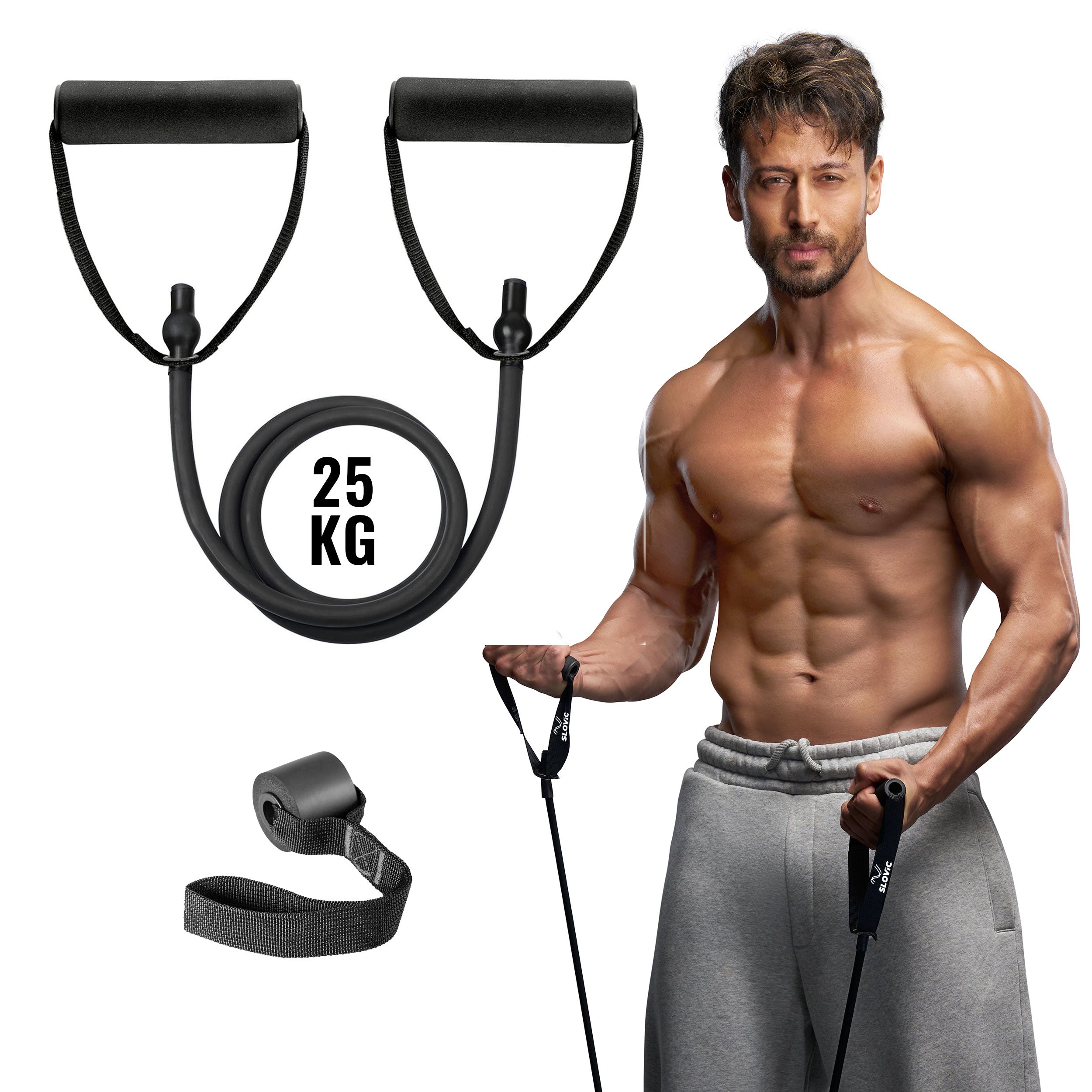 Upto 68 Kg Resistance Tubes (Light–Extra Heavy) | Durable Natural Latex Band for Strength Training