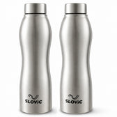 Essence Steel Water Bottle 1L - Pack of 2 - Stainless Steel Bottles for Home, Gym & Travel