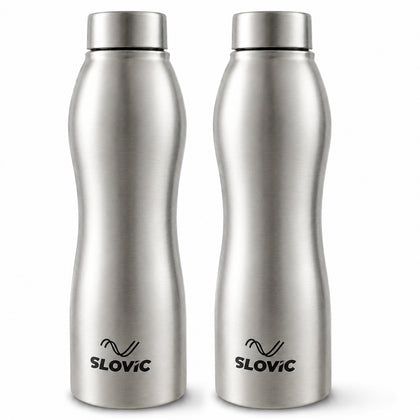 Essence Steel Water Bottle 1L - Pack of 2 - Stainless Steel Bottles for Home, Gym & Travel