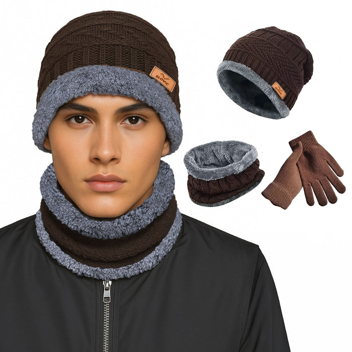 SLOVIC Winter Cap Set  - Brown