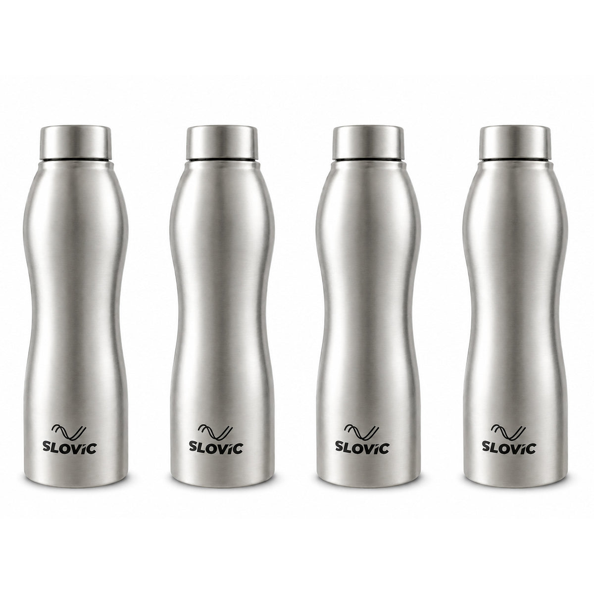 Essence Steel Water Bottle 1L - Pack of 4 - Stainless Steel Bottles for Home, Gym & Travel