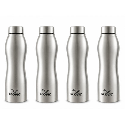 Essence Steel Water Bottle 1L - Pack of 4 - Stainless Steel Bottles for Home, Gym & Travel