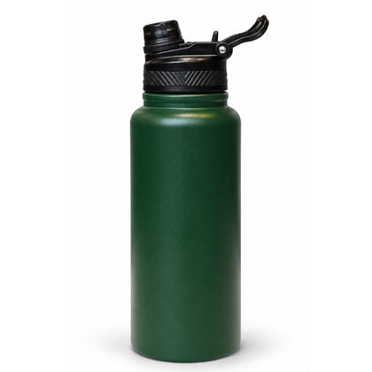 Insulated FreezeX Bottle 1L - Stainless Steel Water Bottle - Green - Gym, Sports & Travel