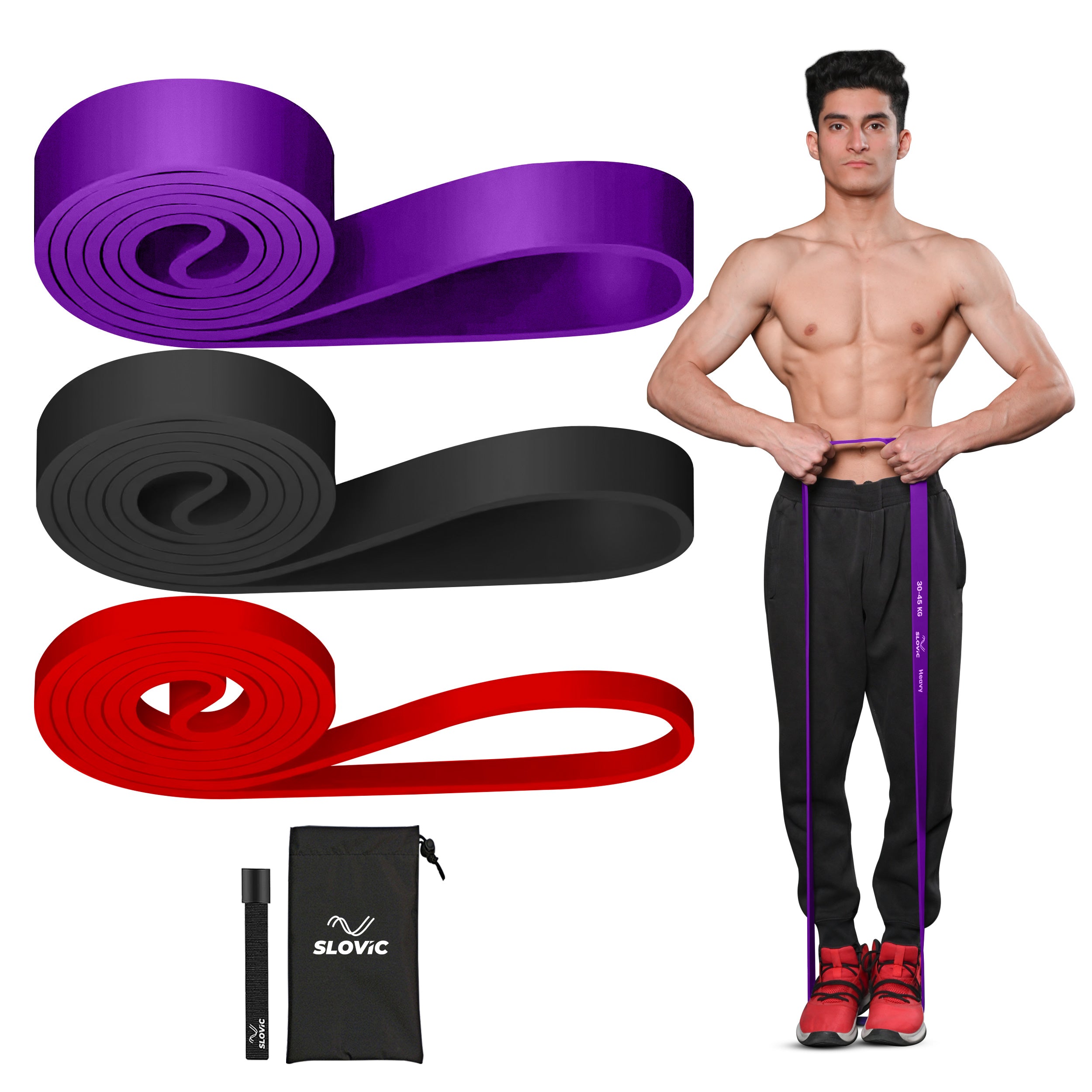 Latex Resistance Band-Red, Black, Purple