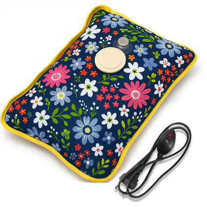 Rechargeable Electric Hot Water Bag for Pain Relief– Blue Flowers