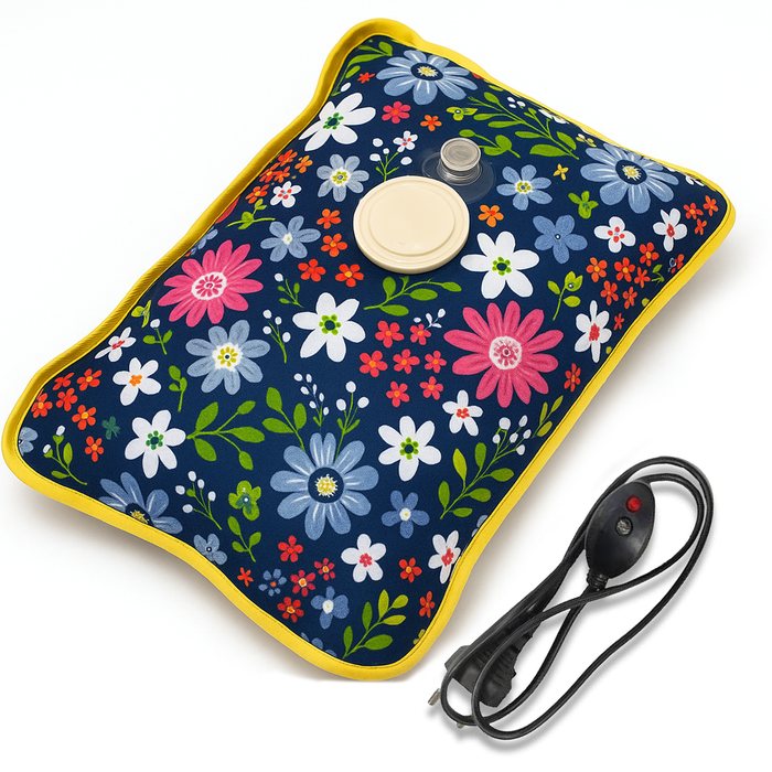 Slovic Rechargeable Electric Hot Water Bag for Pain Relief– Blue Flowers