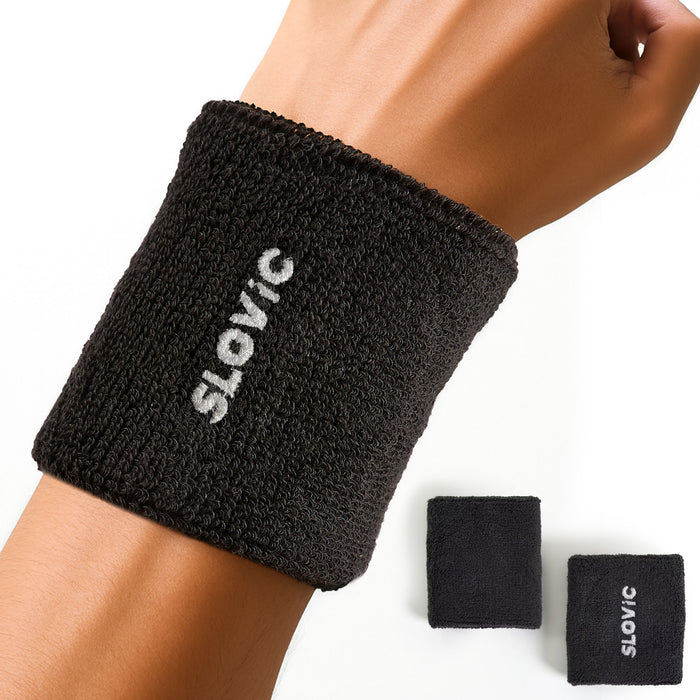Slovic Breathable & Stretchable Cotton Fitness Wrist Band for Men & Women | Black