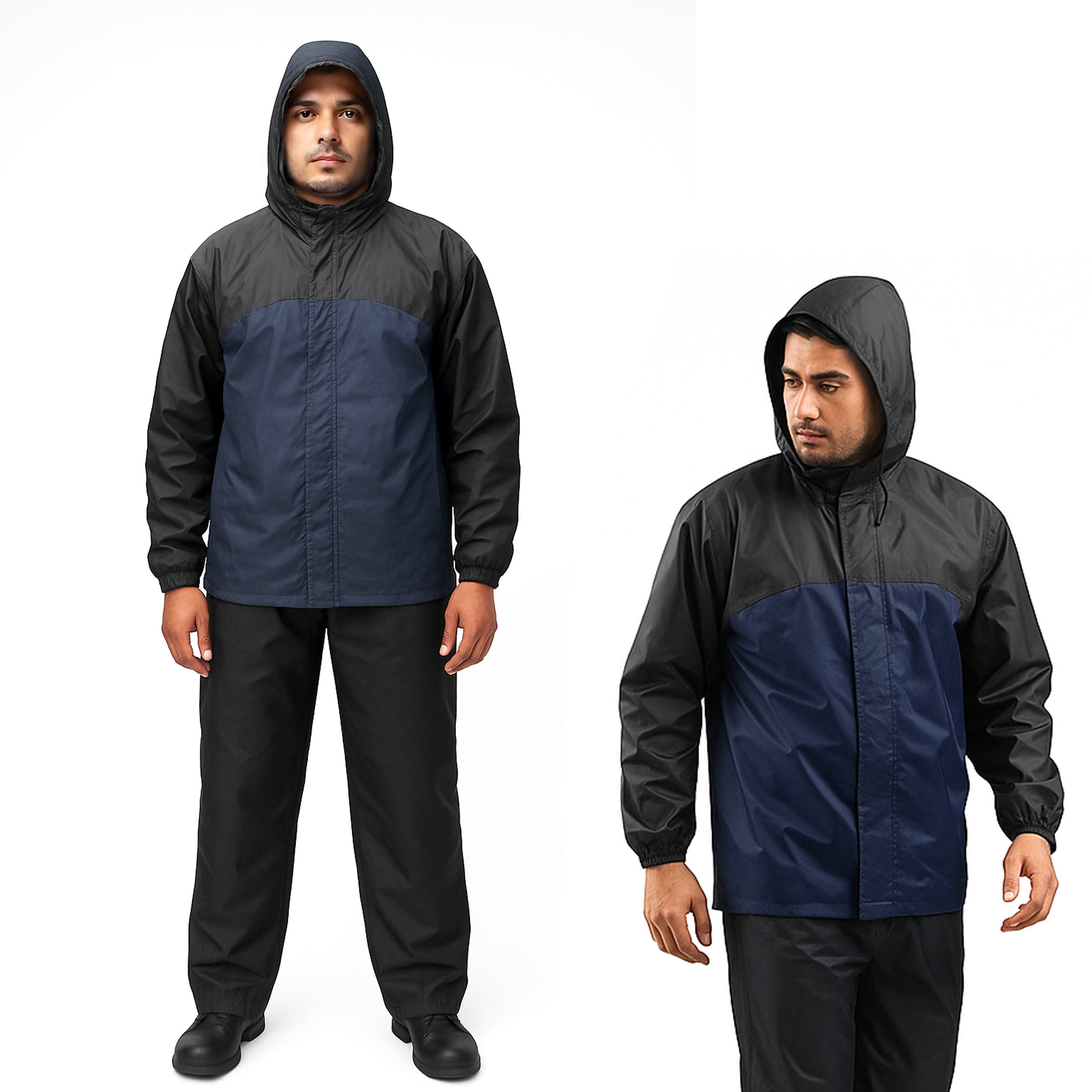 Slovic Men’s Waterproof Rain Coat with Cap & Pant – Outdoor, Navy Blue