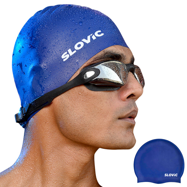 Swimming Cap – Silicone, Leakproof, Tear‑Resistant, Free | Unisex | Navy Blue