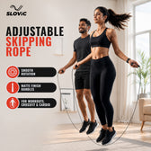 Adjustable Skipping Rope - Tangle-Free Jump Rope with Foam Handles - Black