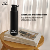 Steel Bottle 1L | Mat Black, Fridge | Sipper