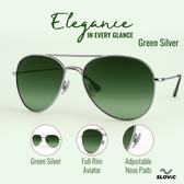UV Protected Aviator Sunglasses- Green