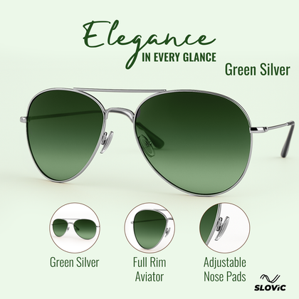 UV Protected Aviator Sunglasses- Green