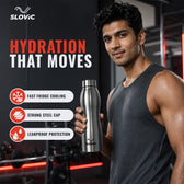 Essence Steel Water Bottle 1L - Pack of 2 - Stainless Steel Bottles for Home, Gym & Travel
