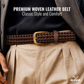 Braided Belt with Adjustable Multi- hole Designs for Men & Women - Tan