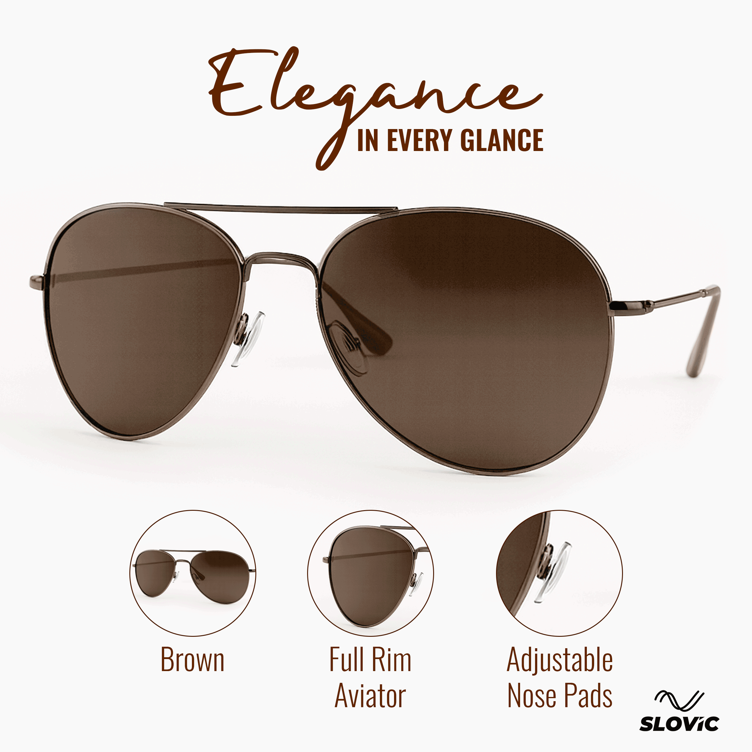 Brown Aviators Sunglasses with UV400 Protection Lenses for Men & Women