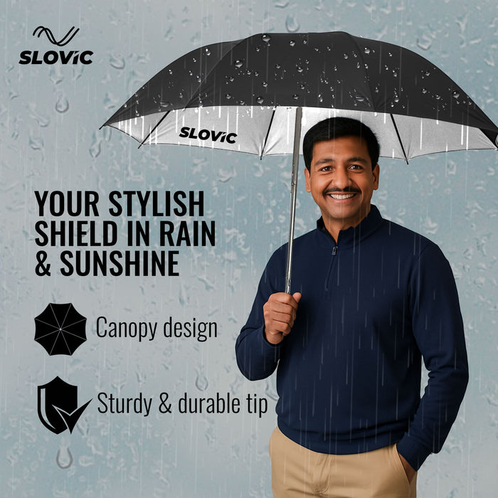 SLOVIC Umbrella for Rain & Sun | Compact and Lightweight Travel Umbrella for Girls & Boys | UV Protection | One-Click Automatic Open & Close | Ideal for Monsoon, Summer & Daily Outdoor Use