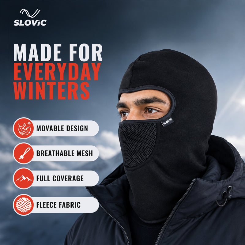 Winter Balaclava Face Mask - Black - Warm Full-Head Coverage