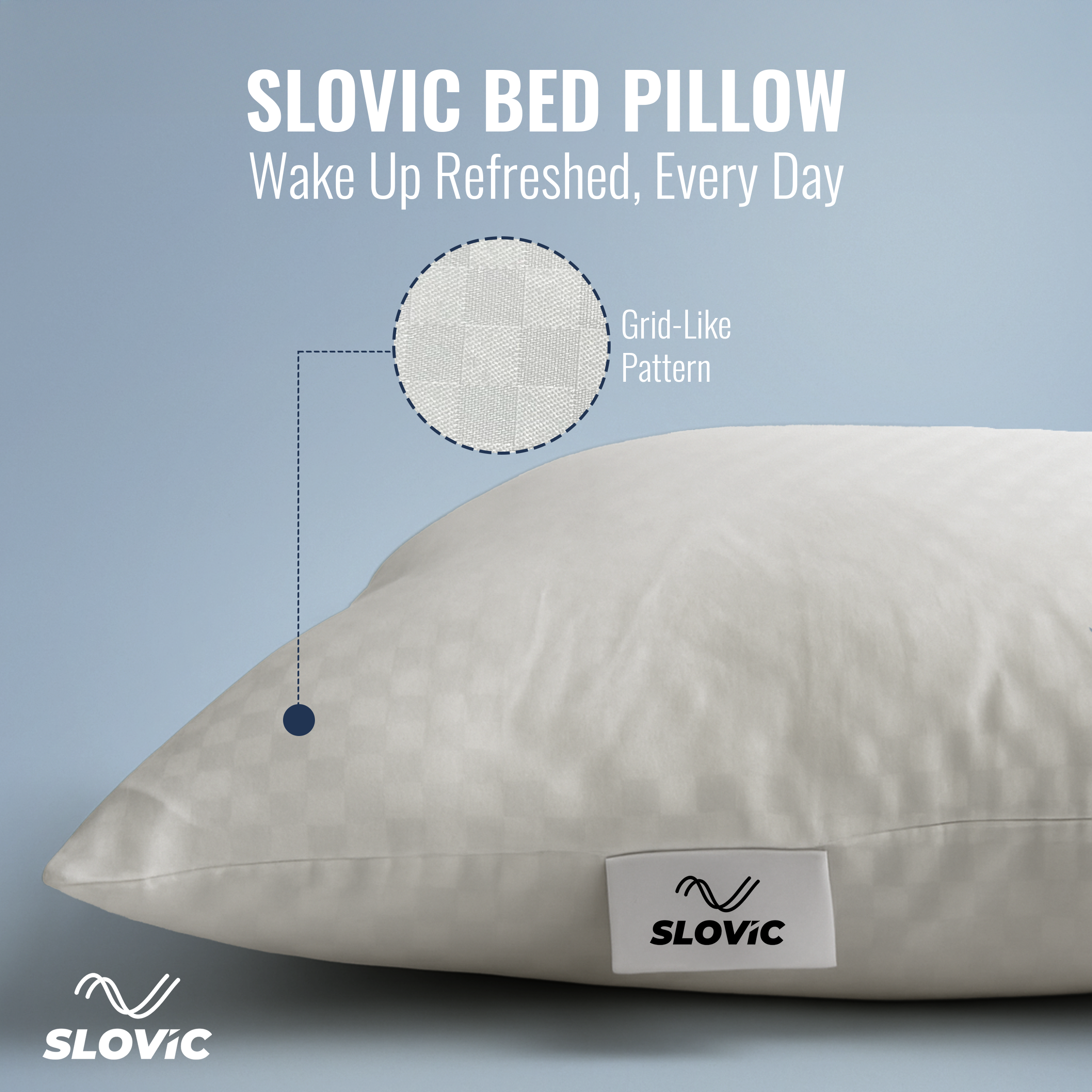 Slovic Hollow Fiber Sleeping Pillow – White | Soft & Supportive, Comfortable